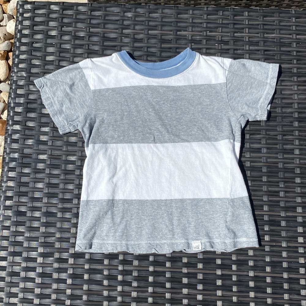Organic cotton Short Sleeve Stripe Tee - Gray & White